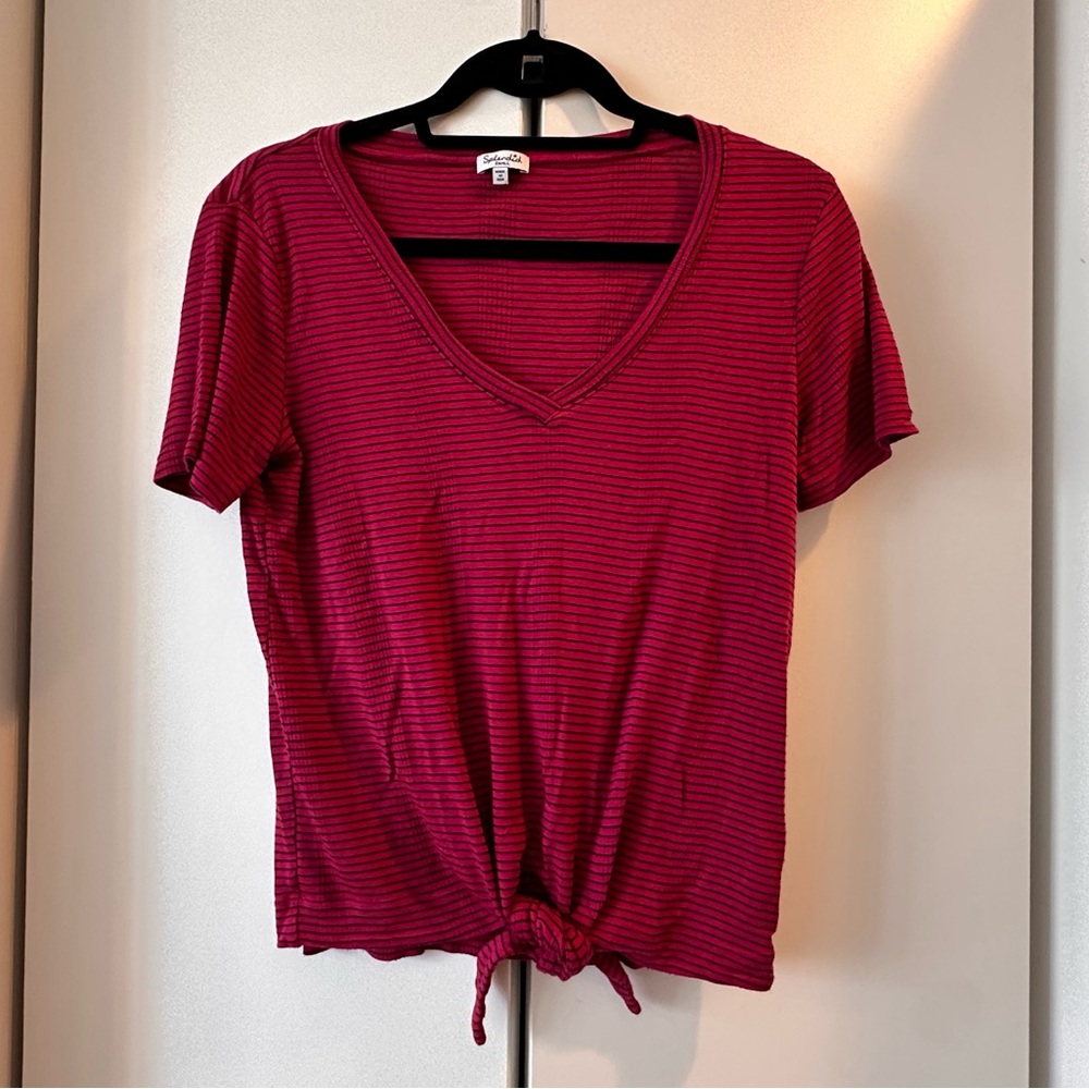 Splendid Striped Tie-Front V-neck Tee